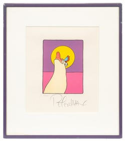 Peter Max Lithograph, "Sage with Bird".