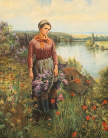 Woman Picking Flowers, Frederick Bons.
