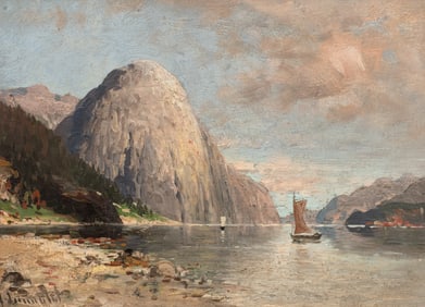 Small Painting of Fjord, A. Jungblut.