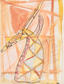 Chi Wara Mask, Gouache by James Edward Jones.