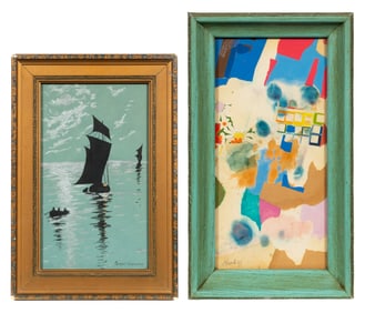 Lot of Two Mixed Media Works, Signed.