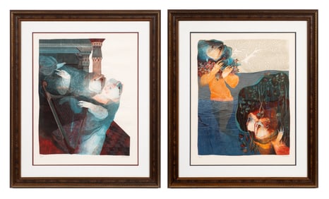 Pair of Embossed Lithographs, Alvar Sunol.