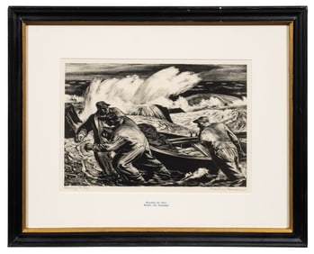 Beaching the Dory, Robert von Neumann Lithograph.