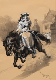 Getaway Chase, Gouache Painting by Bror Thulstrup.
