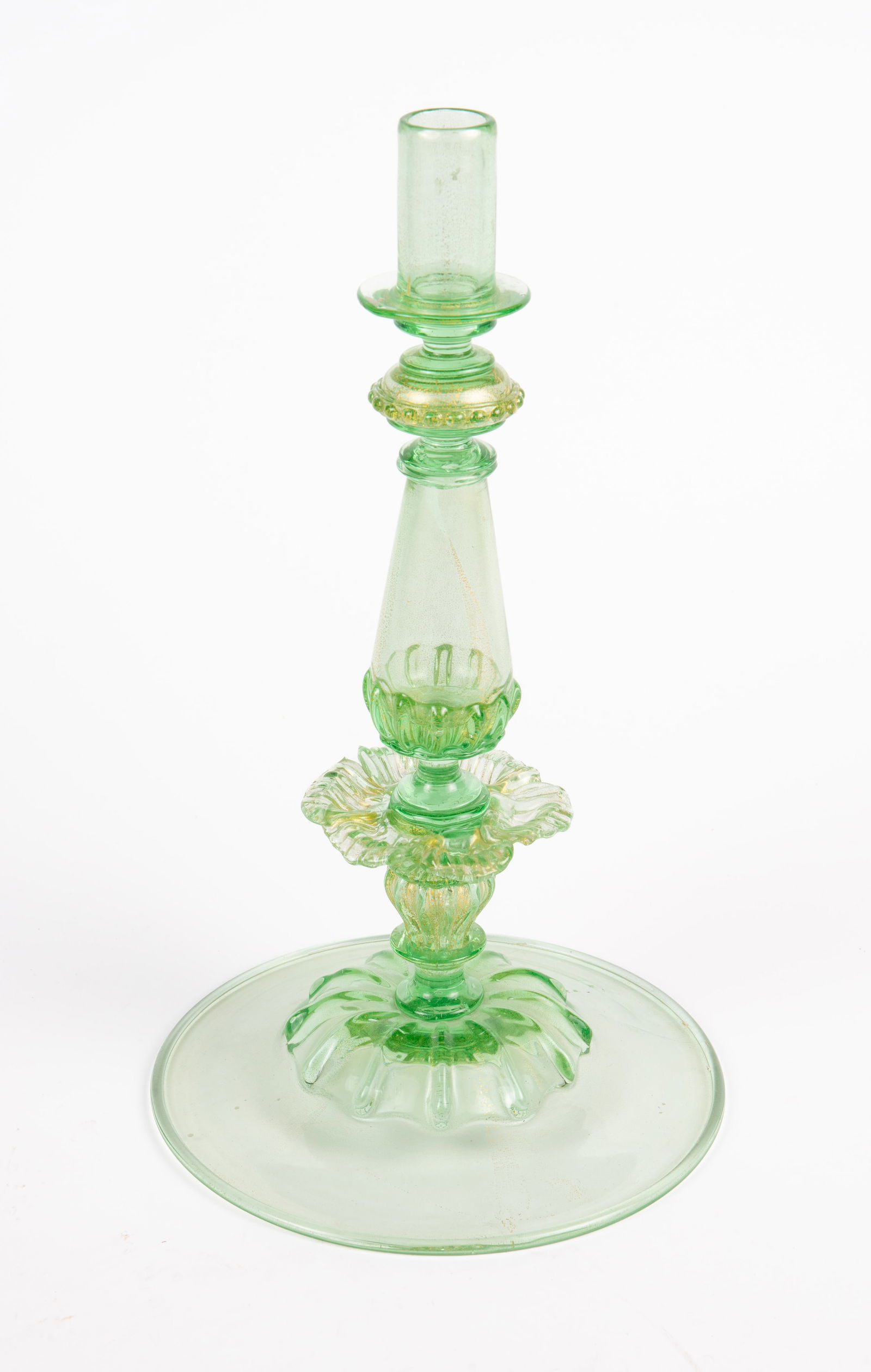Attr. to Salviati Uranium Murano Glass Candlestick (1 of 3)