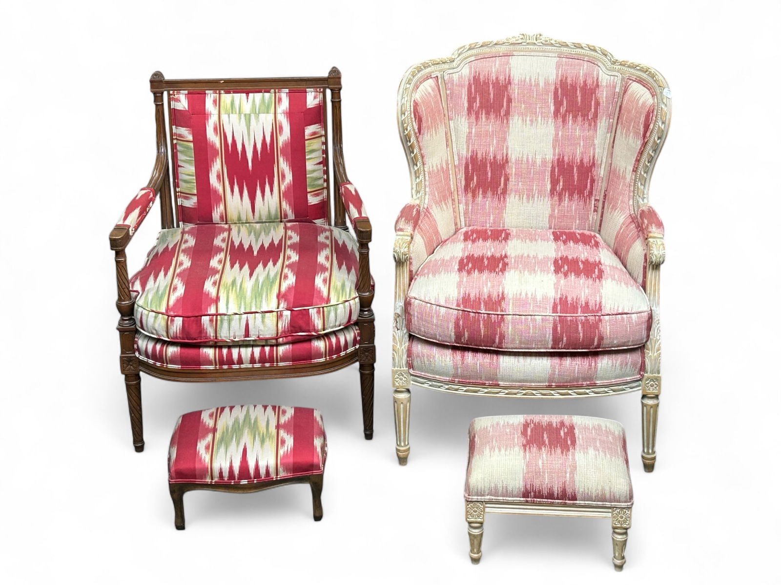 Lot of Two French Chairs, with Footstools. (1 of 5)