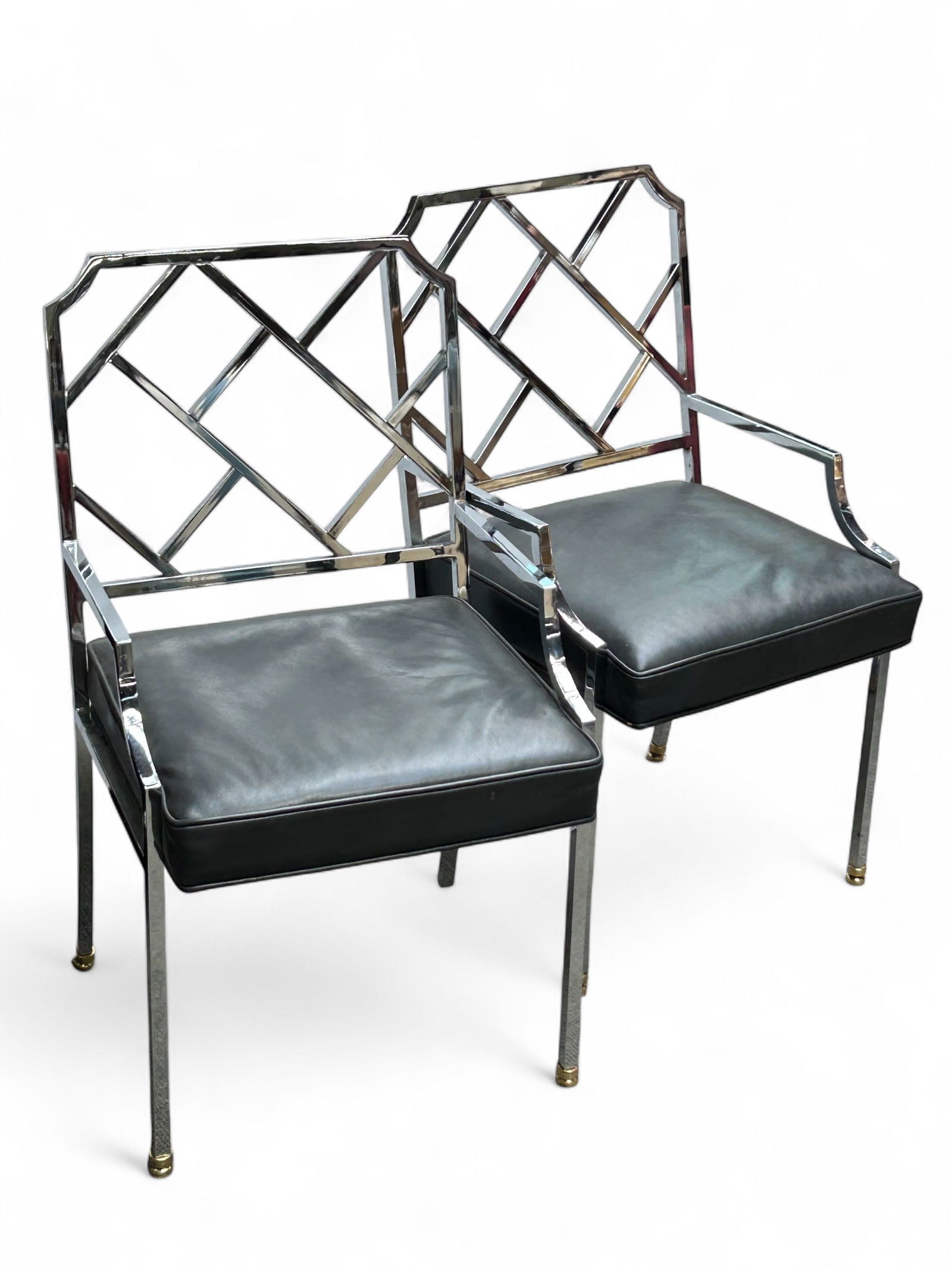 Pair of Milo Baughman Design Chrome Armchairs. (1 of 6)