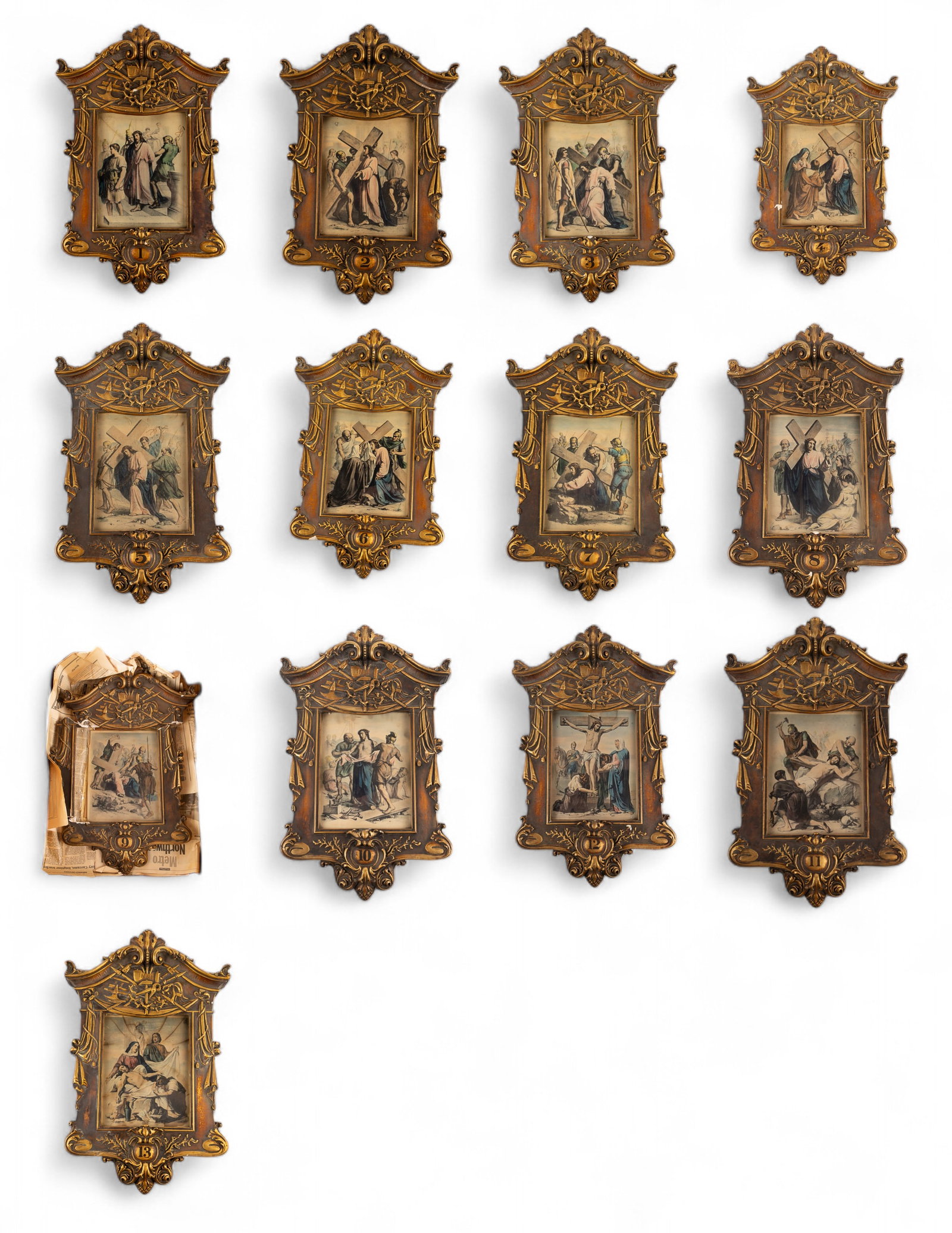 13 Antique Plaques, Stations of the Cross. (1 of 20)