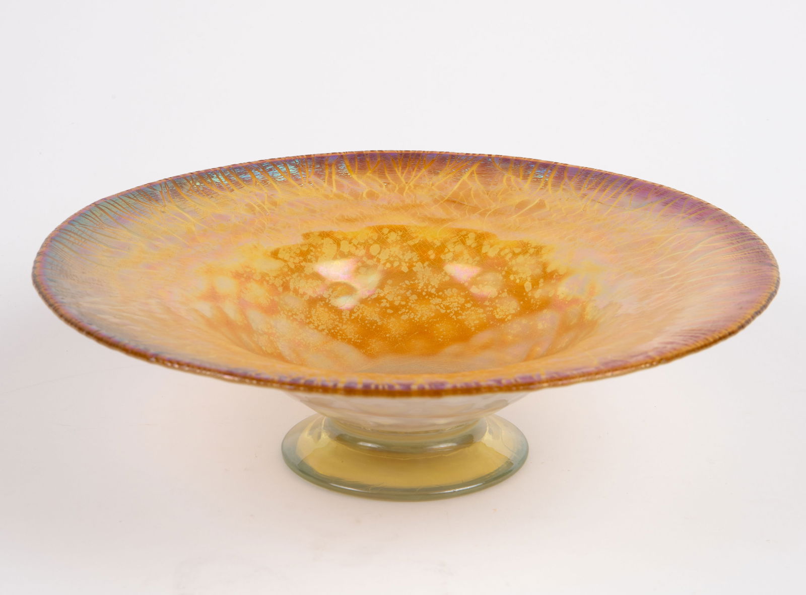 L.C. Tiffany Favrile Glass Footed Bowl. (1 of 7)
