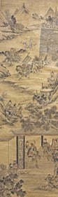 Old Chinese Ink & Color on Silk Scroll, Unsigned.