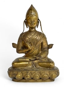 Large Bronze Seated Figure of Je Tsongkhapa.