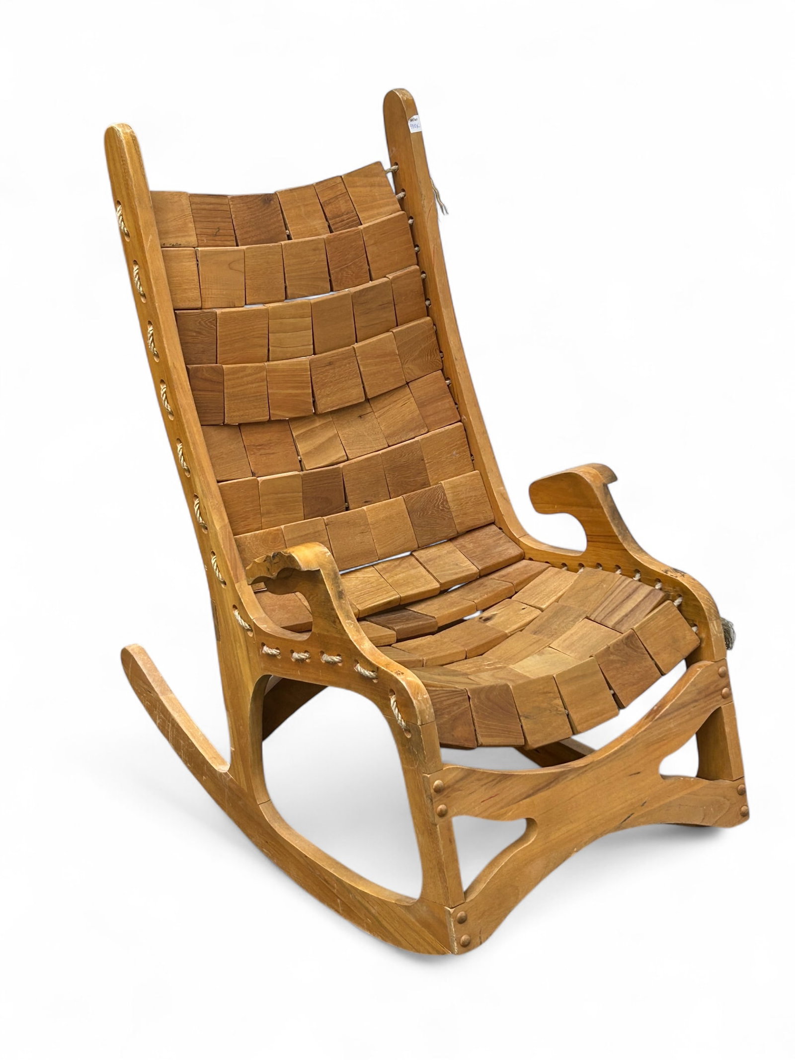 Mid-Century Modern Block Wood Rocking Chair. (1 of 8)