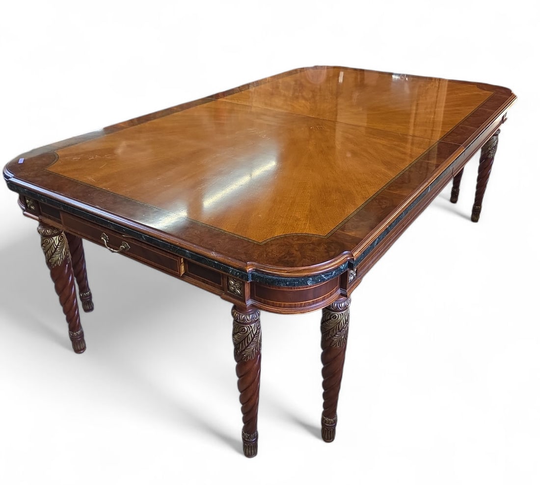 Henredon Inlaid Cherry & Burled Wood Dining Table. (1 of 4)