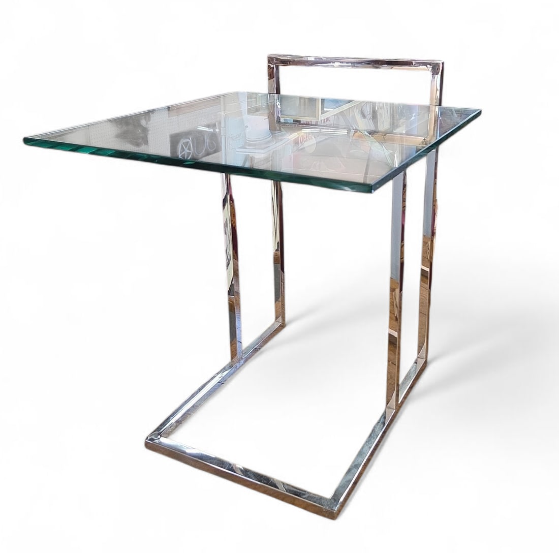 Glass and Chrome Side Table. (1 of 3)