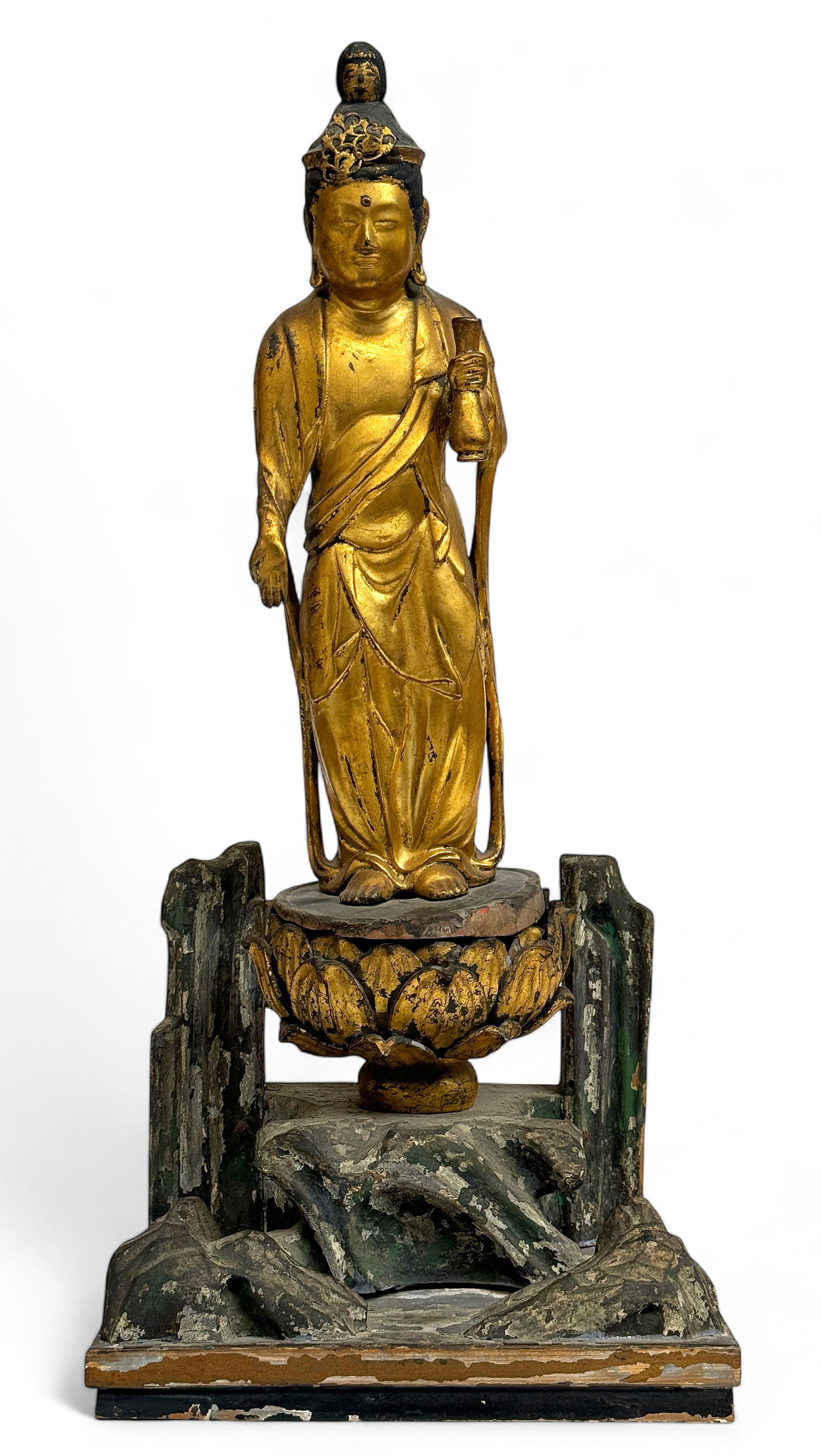 Old Japanese Gilded Wood Buddha Figure. (1 of 5)