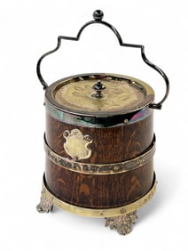 HC & Co. Silverplate & Wood Cigar Humidor.
