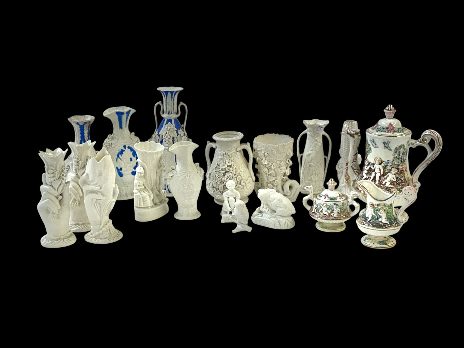 Lot: High Relief Parian Ware & Capodimonte Tea Set (1 of 9)