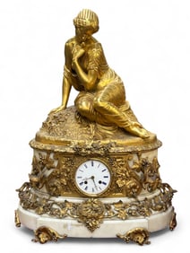 Lg. Sgd. Cumberworth Marble & Gilt Bronze Clock.