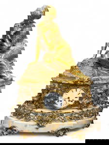 Lg. Sgd. Cumberworth Marble & Gilt Bronze Clock.