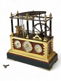 French Steam Engine Industrial Animated Clock.