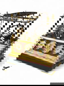 French Steam Engine Industrial Animated Clock.