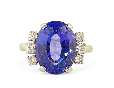 14K White Gold, Tanzanite & Diamond Ring.