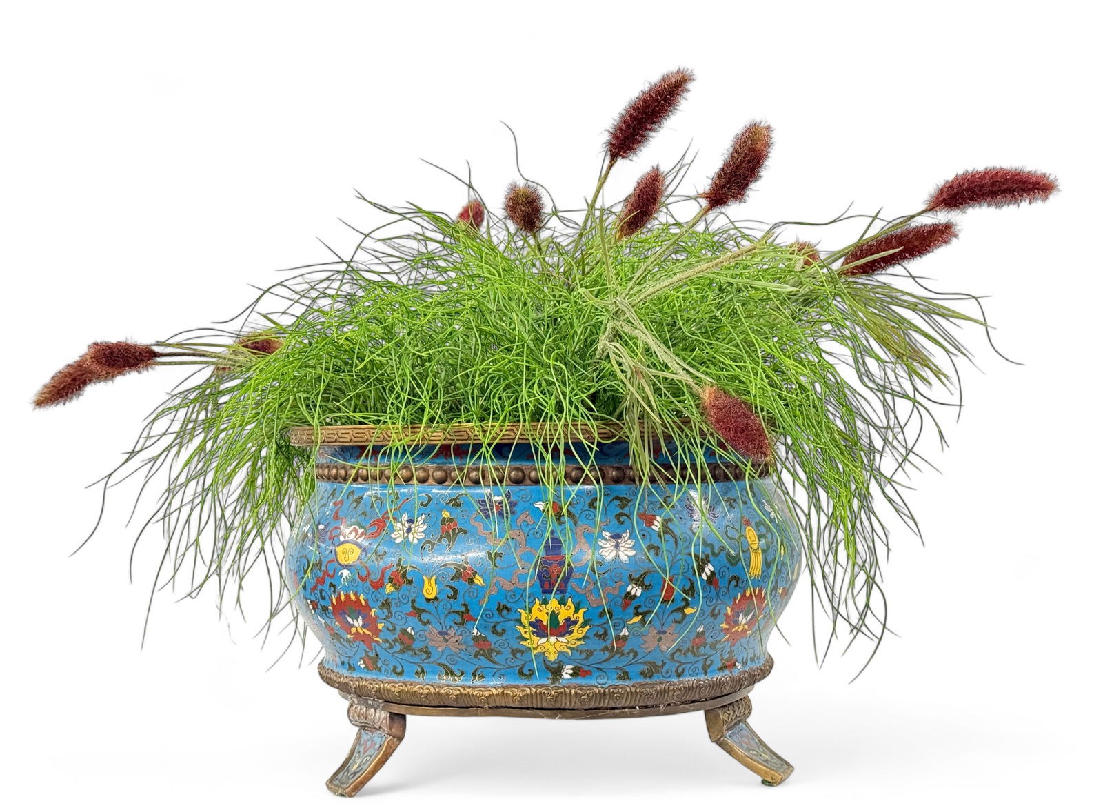 Large Vintage Cloisonne & Bronze Jardiniere. (1 of 7)