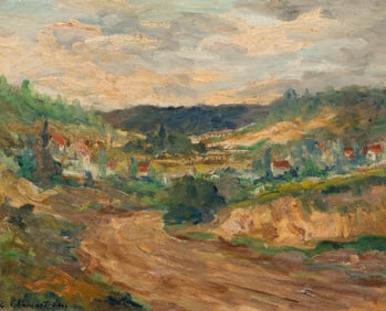 Painting of Village Road, Emile Chamard-Bois.