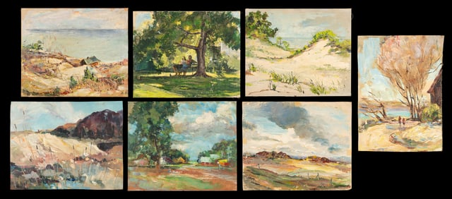 Lot of 7 Unframed Reginald Mars Paintings.