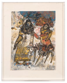 Agar and Ismael, Lithograph by Theo Tobiasse.