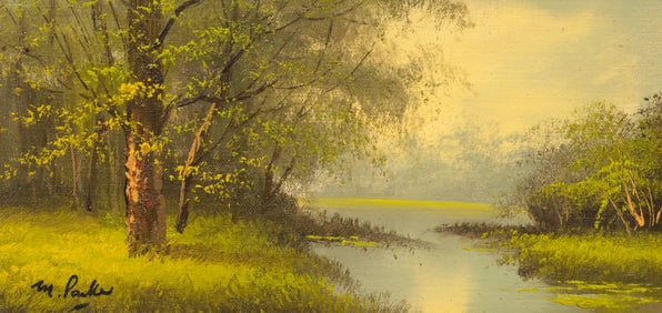 Painting of Creek in the Woods, M. Parke.