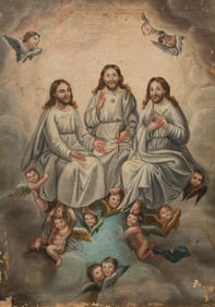 The Holy Trinity, Antique Copy After Andres Lopez.