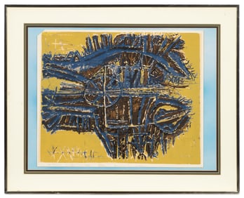 Abstract Framed Silkscreen by Moshe Tamir.