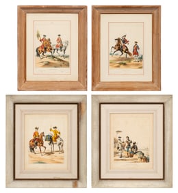 Four Antique Lithographs of Military Costumes.