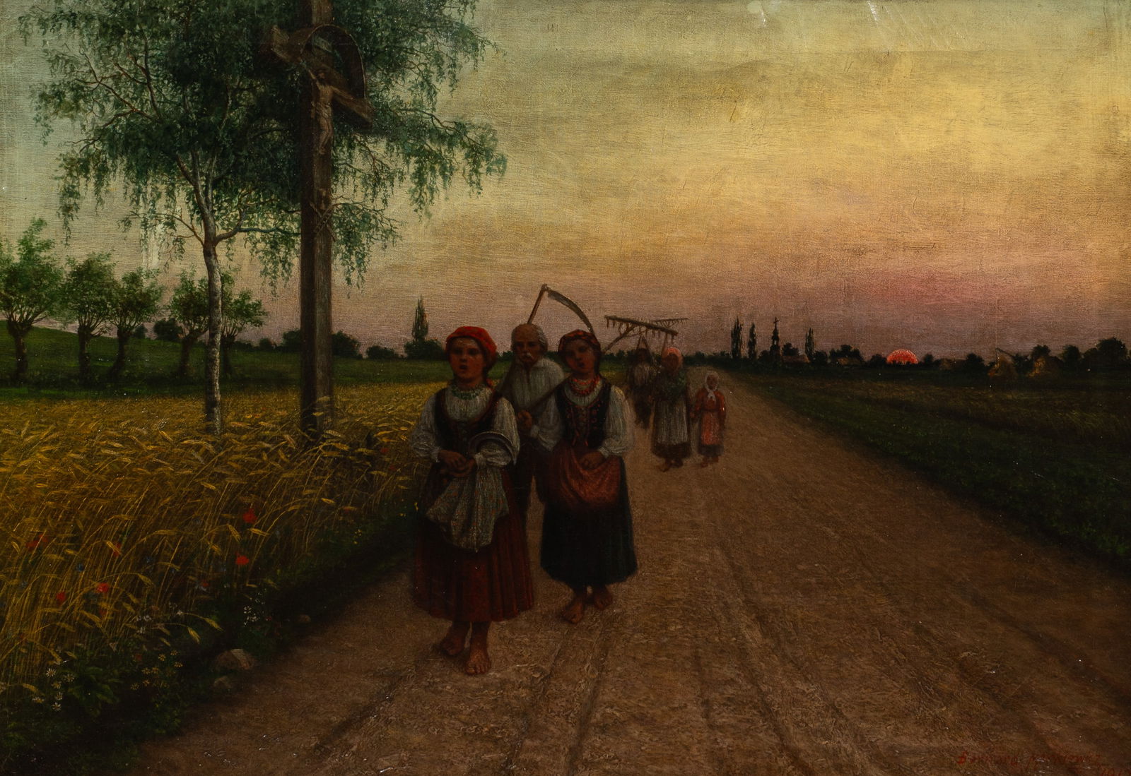Farmer's Walk Home, Painting by Bernard Markiewicz (1 of 5)
