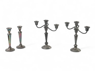 2 Pair Weighted Sterling Silver Candlesticks.