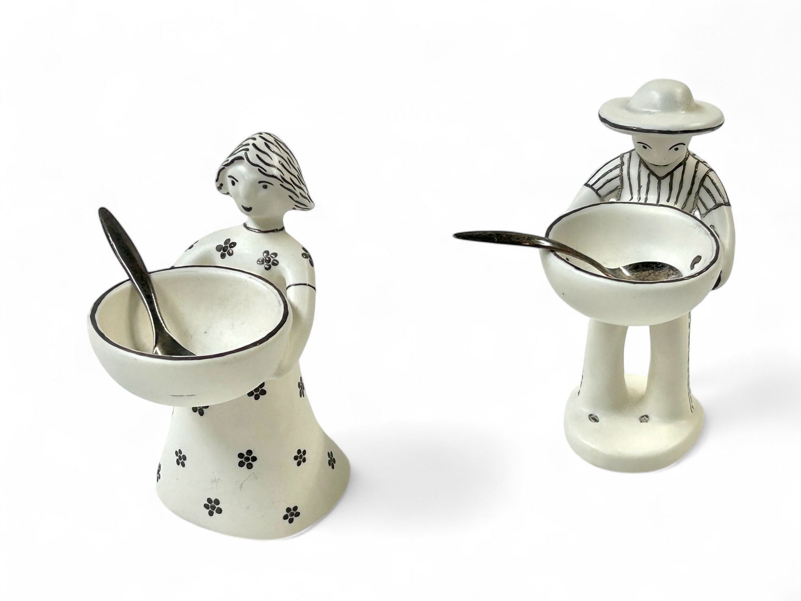 Emilia Castillo Porcelain & Silver Salt Cellars. (1 of 11)