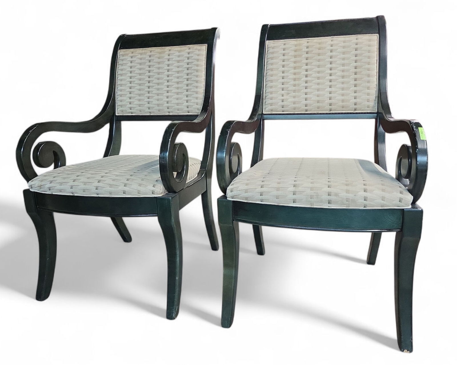 Pair of Bernhardt Carved & Upholstered Chairs. (1 of 3)