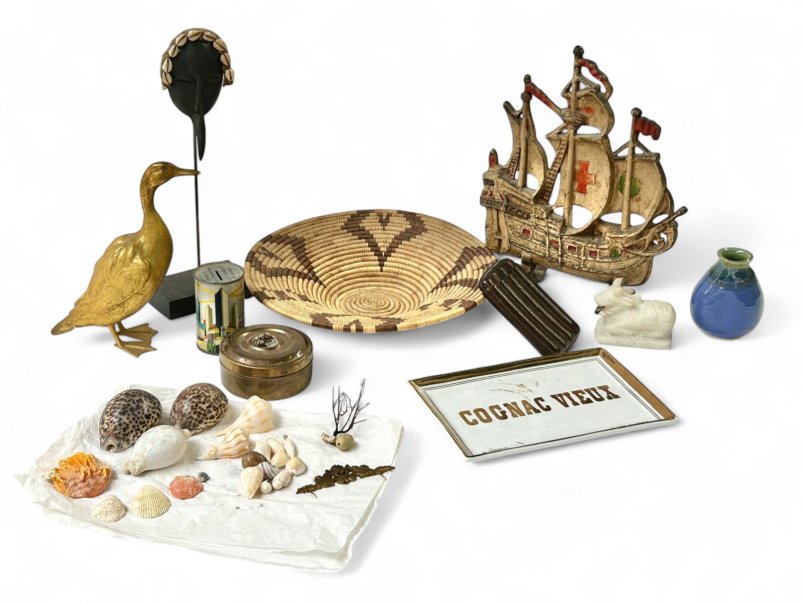 Lot: Assorted Items, inc. Cast Iron Ship Doorstop. (1 of 16)