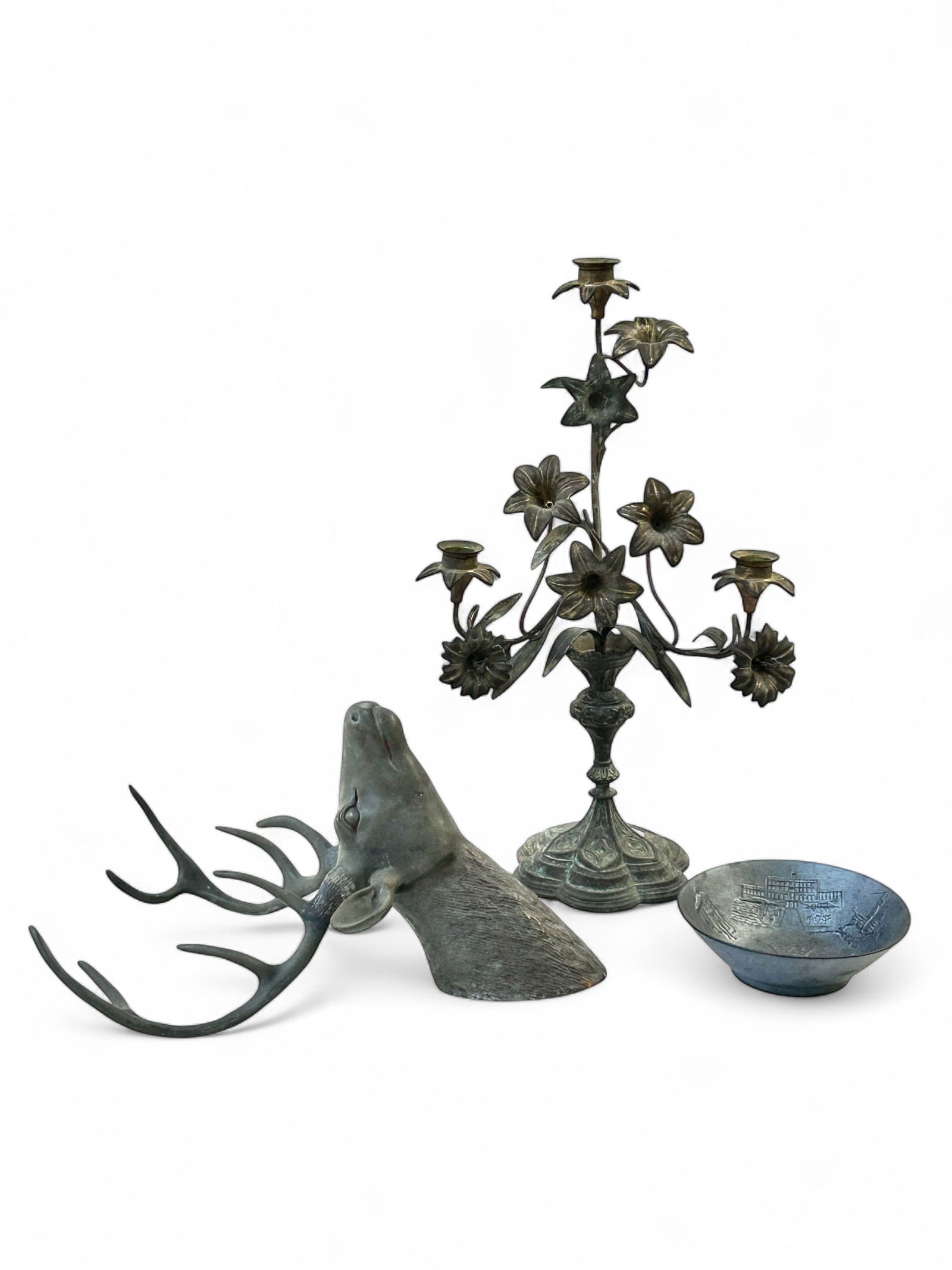Rorstrand Bowl, Metal Deer Head, Candelabra, etc. (1 of 14)