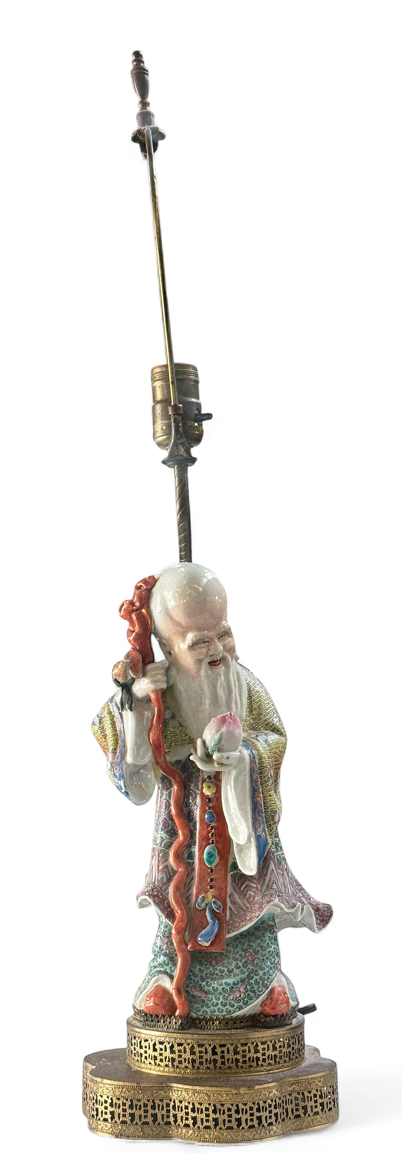 20th Cent. Chinese Longevity Porcelain Figure Lamp (1 of 4)