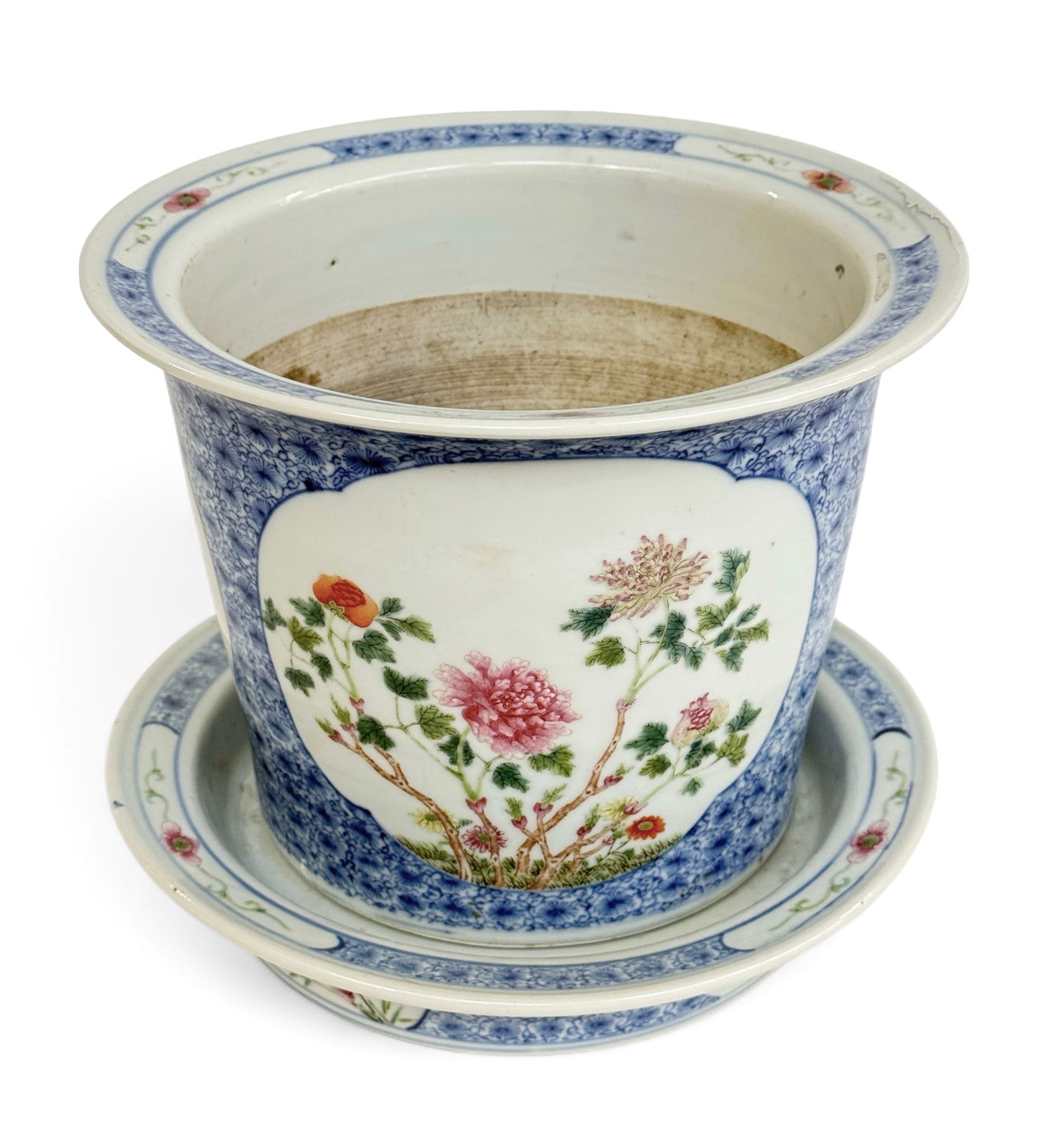 Old Chinese Porcelain Planter w/ Underplate. (1 of 6)