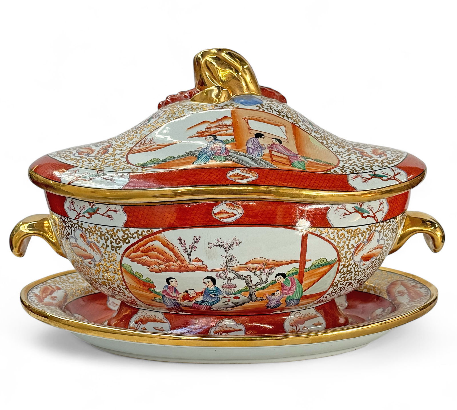 Large Chinese Porcelain Tureen & Underplate. (1 of 6)