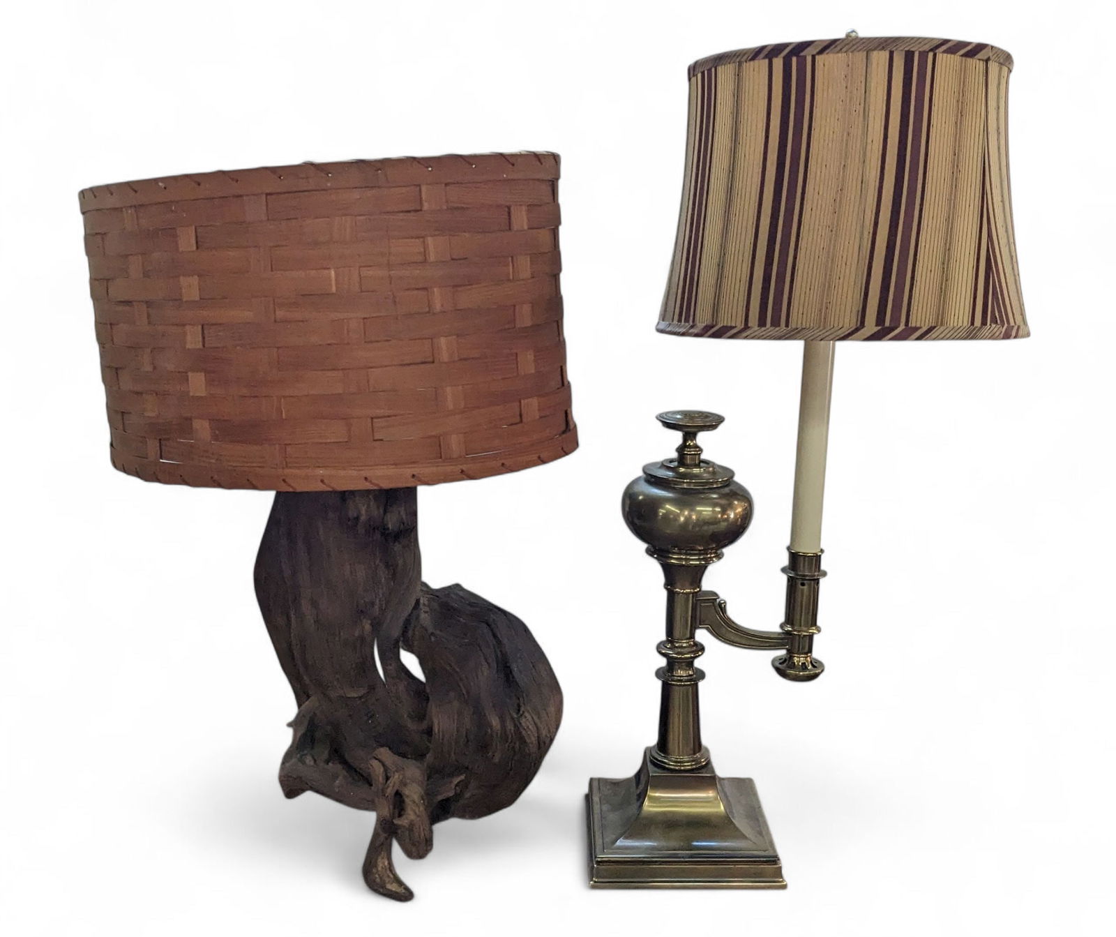Mid-Century Modern Driftwood and Brass Lamps. (1 of 2)