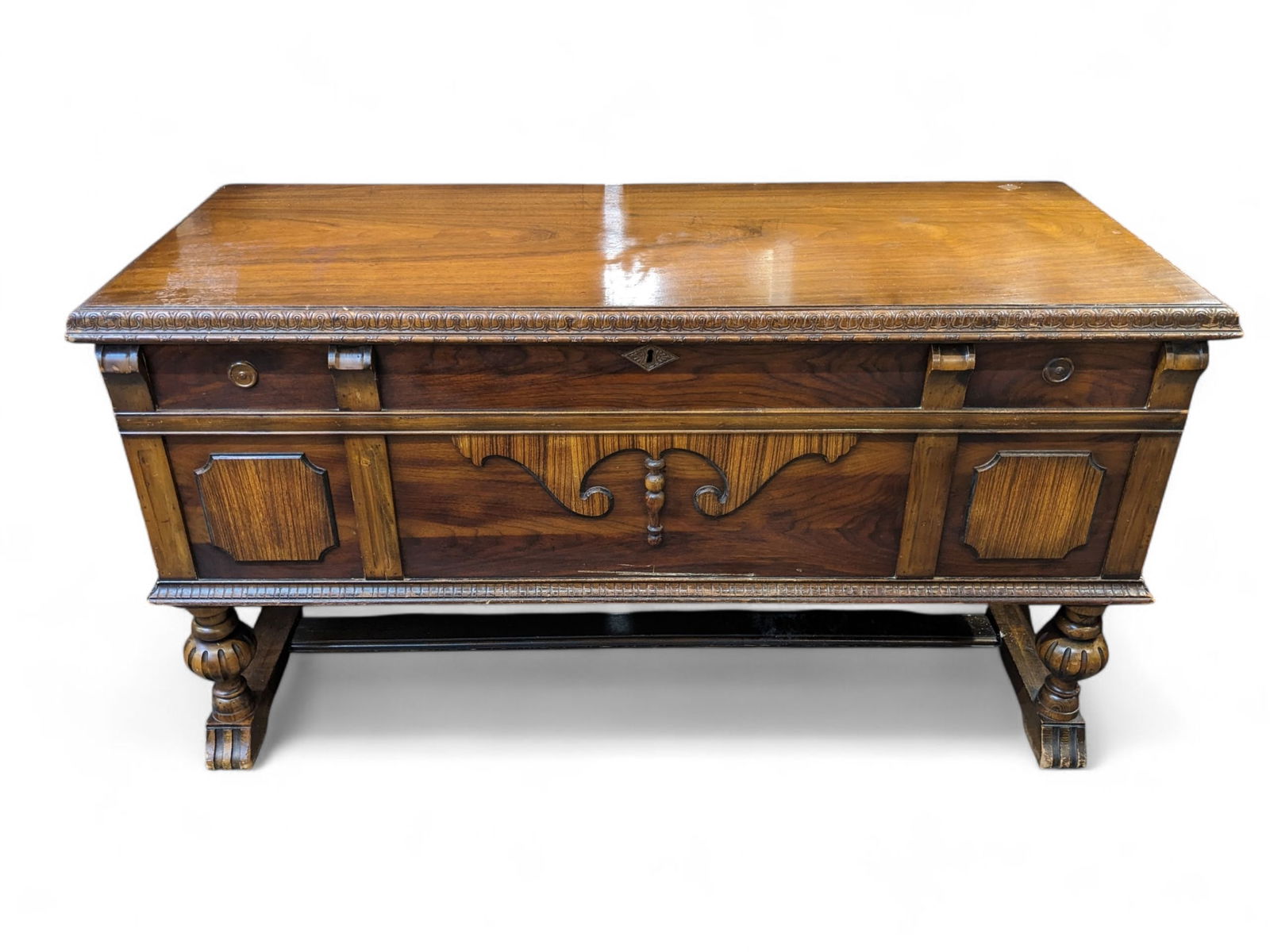 Burled Cedar Chest on Legs. (1 of 2)