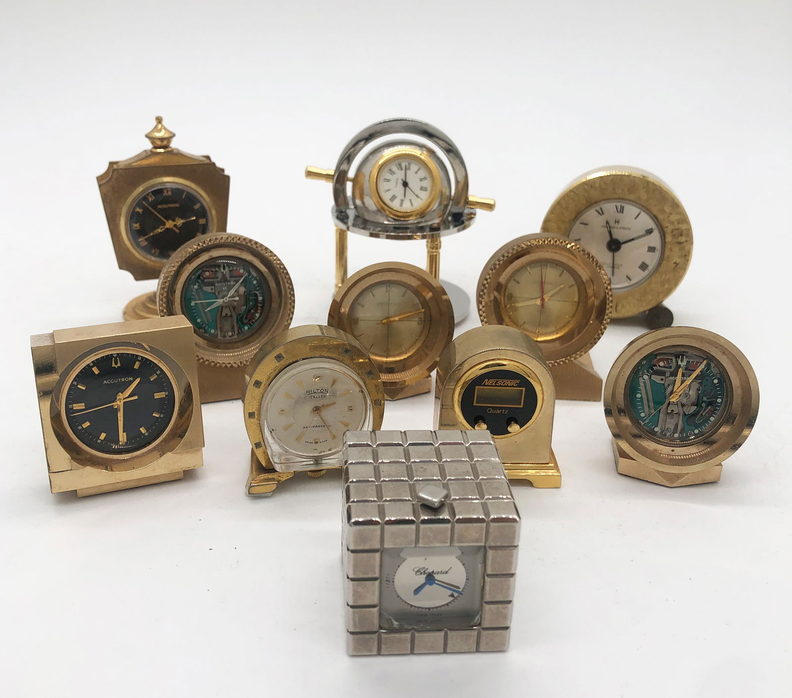 Lot of 11 Miniature Desk Clocks - Bulova, Hamilton (1 of 6)