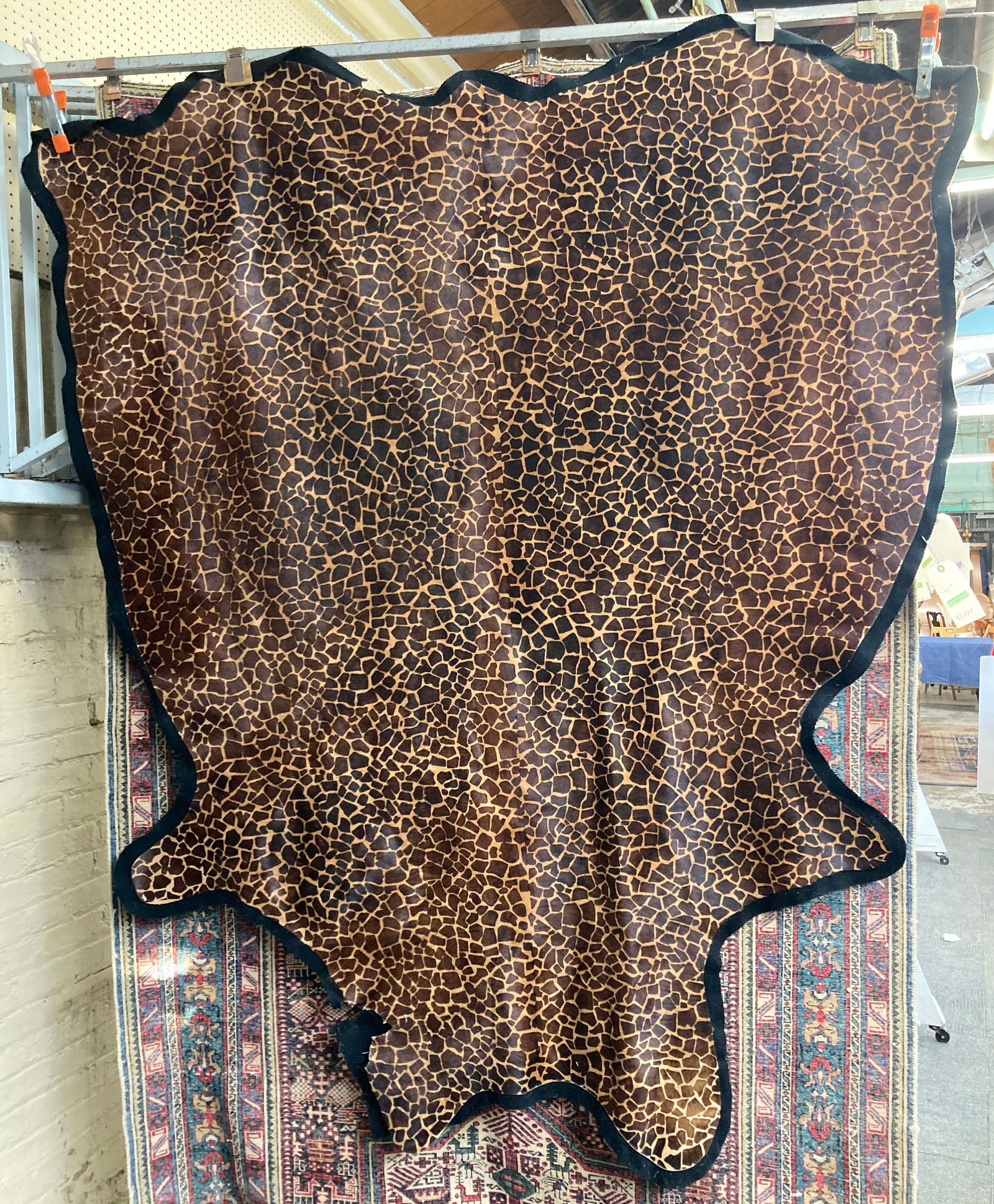 5' 6" x 7' 1" Dyed Giraffe Pattern Cowhide Rug. (1 of 3)
