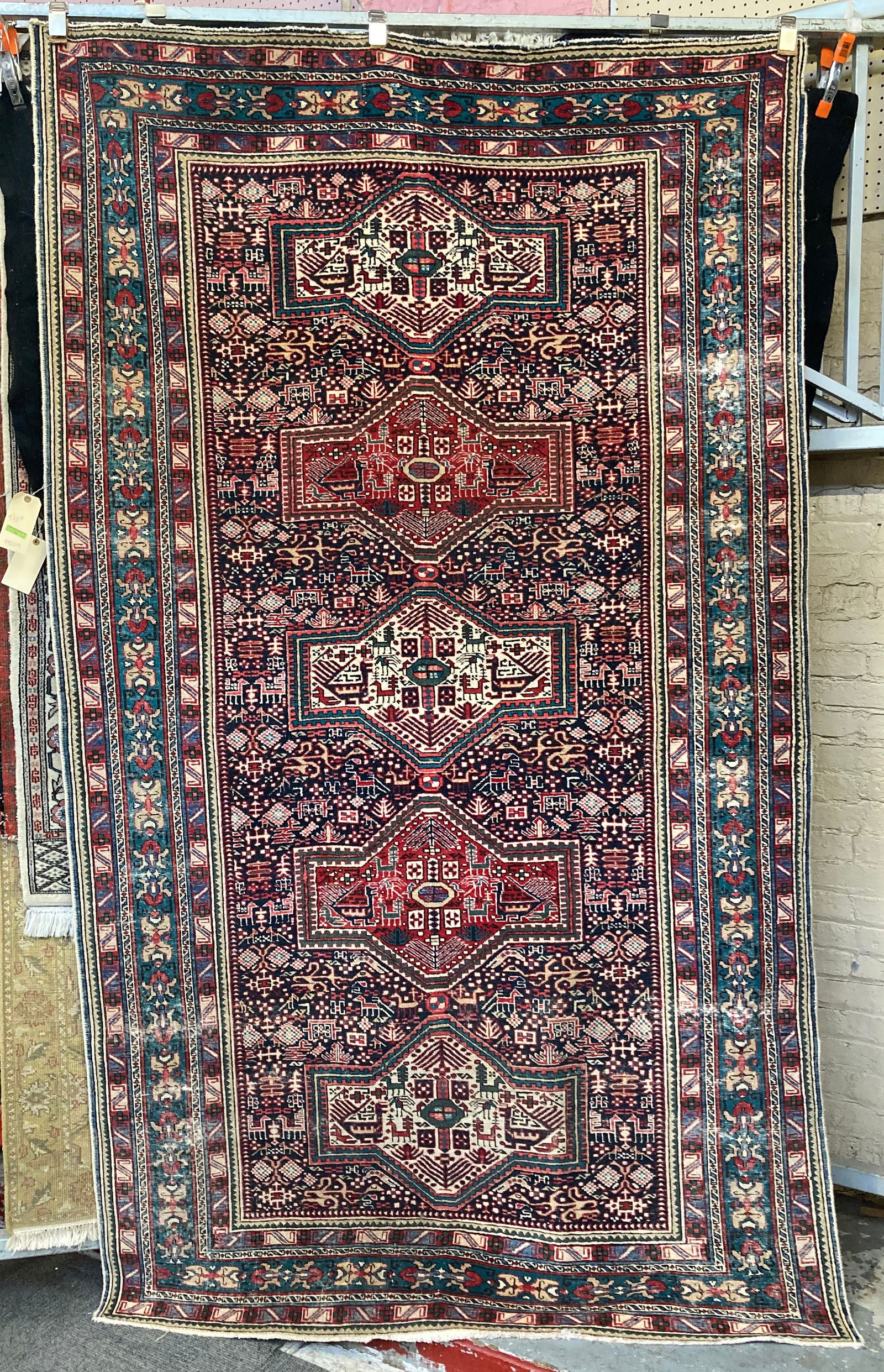5' 4" x 9' 1" Geometric Pattern Hand Knotted Rug. (1 of 5)