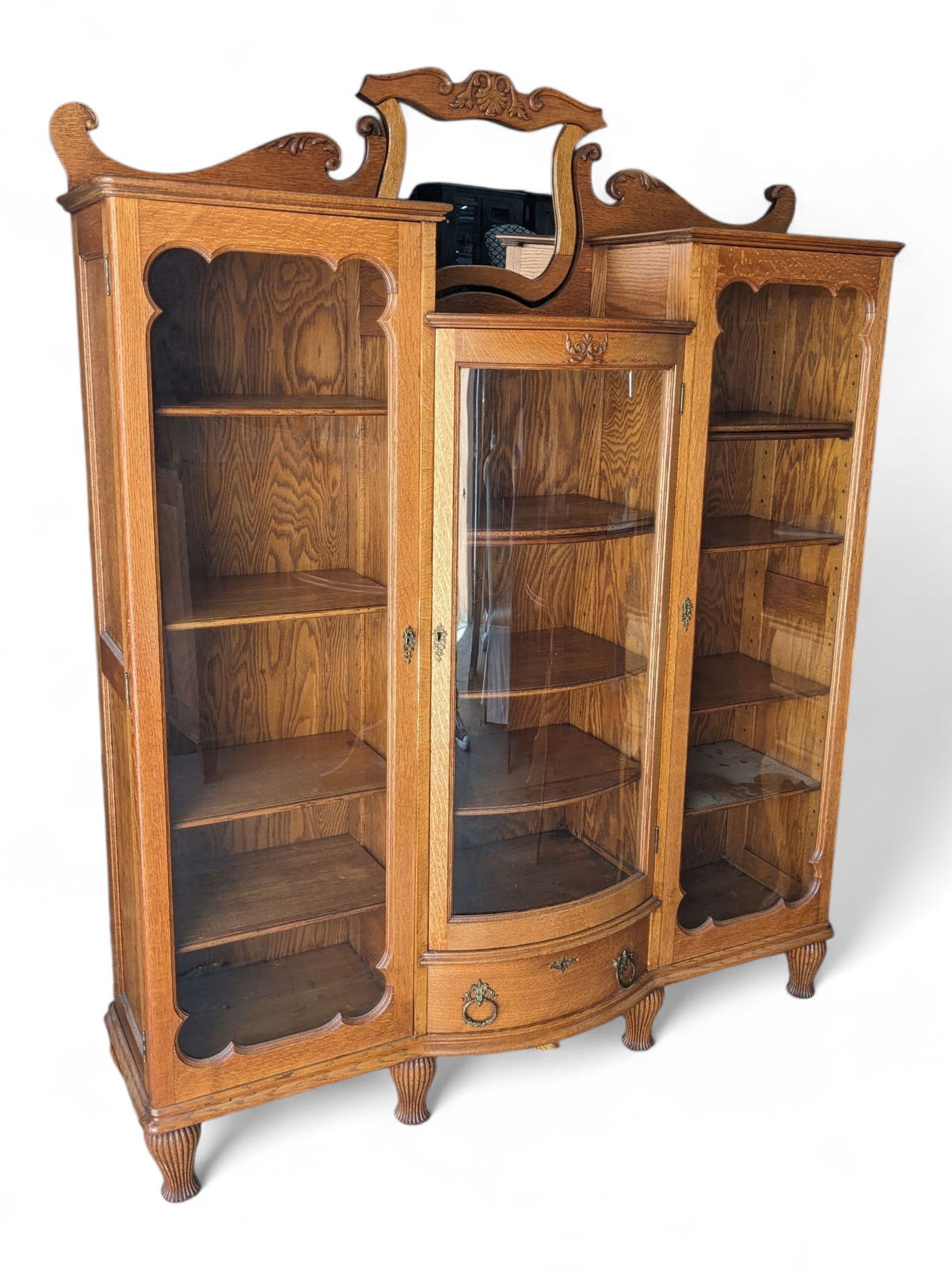 Antique Oak Triple Side By Side. (1 of 3)