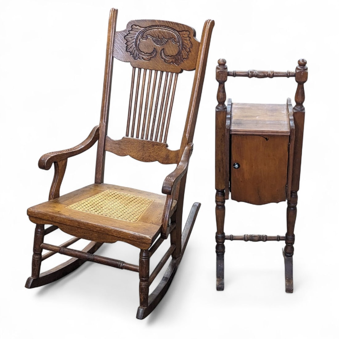 Oak Rocker & Smoking Stand. (1 of 3)